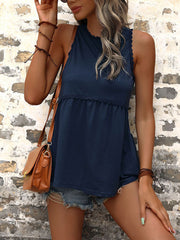 Women's Tank Tops Fashion Stitching Wood Ear Side Halter Tank Top