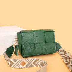 Woven Leather Mini Square Trendy Layer Cowhide Fashion Shoulder Women Crossbody Bags