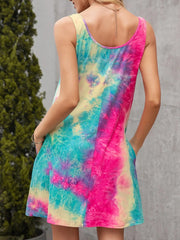 Sleeveless Tie Dye Casual Tank Mini Dress
