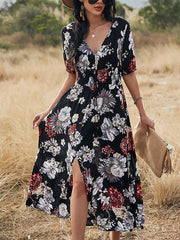 Women's Dresses Sexy Printed Waist Slimming Midi Dress