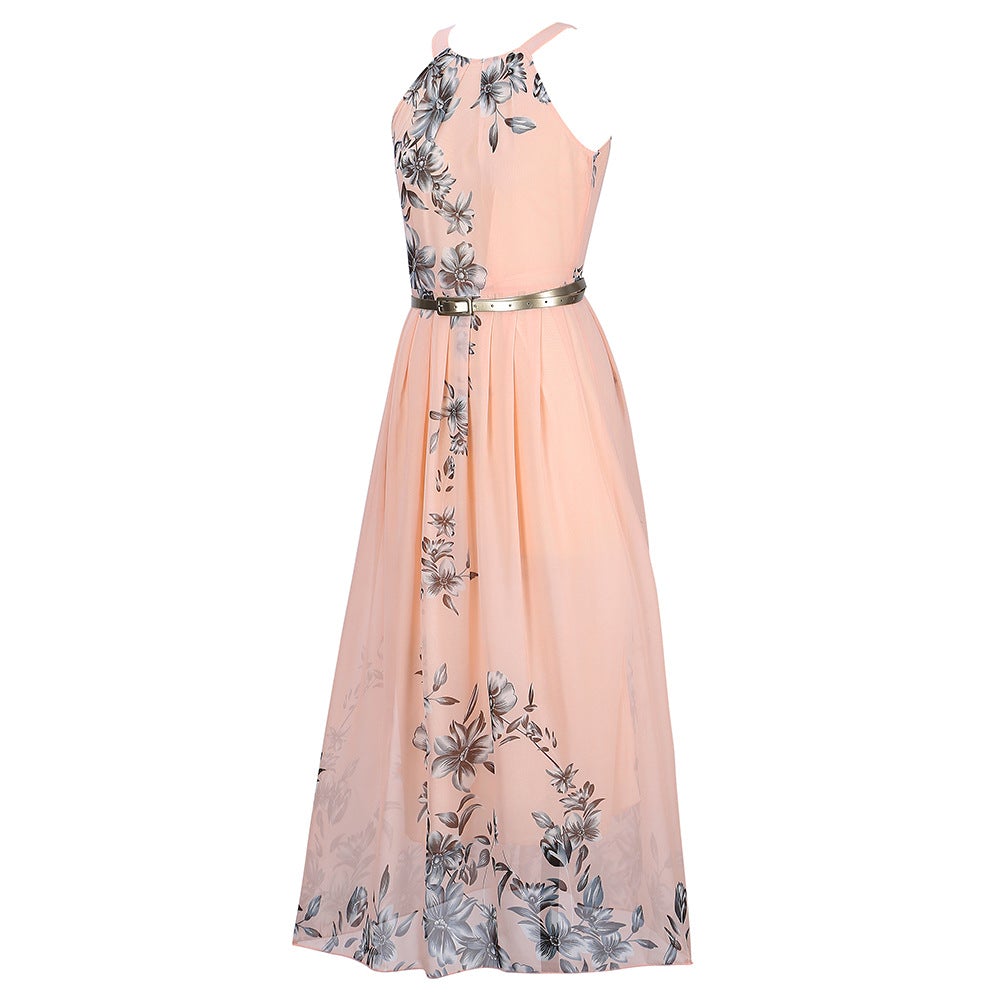 Halter Neck Sleeveless Strap Long Maxi Dress