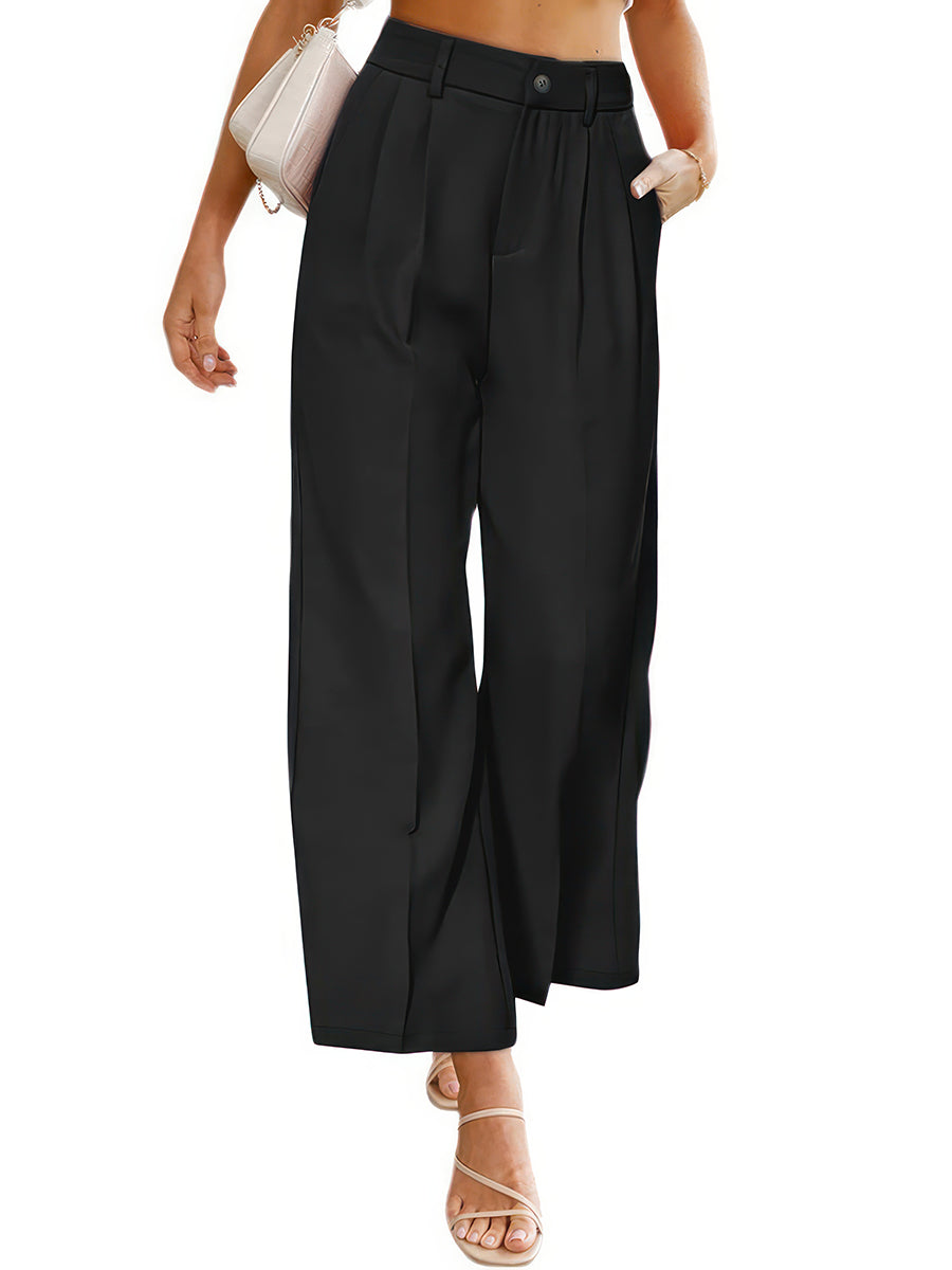 Women's Pants Casual Wide High Waist Button Pocket Pants