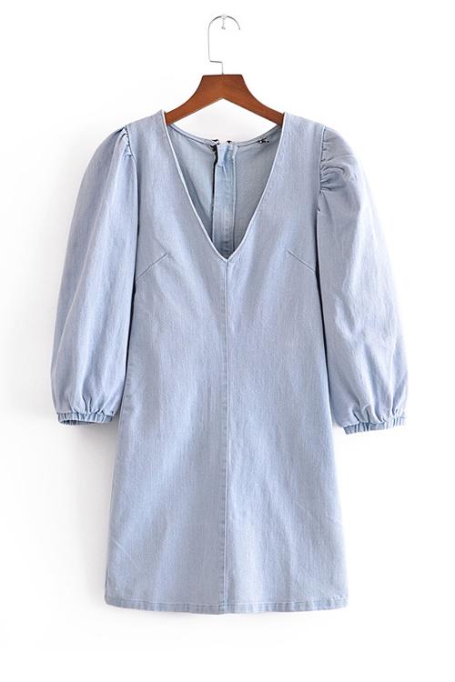 V Neck Half Sleeve Mini Dress