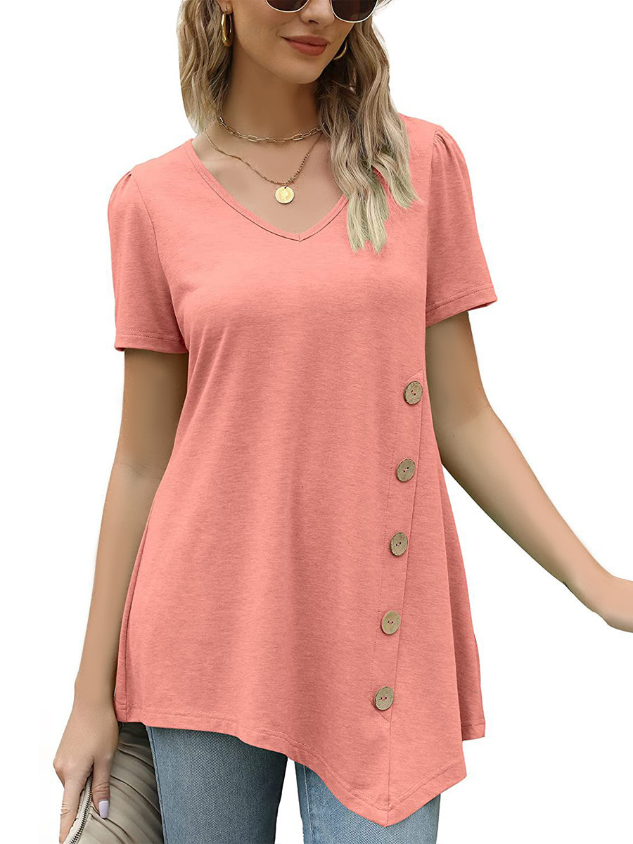 Women's T-Shirts Short Sleeve V Neck Loose Casual T-Shirt