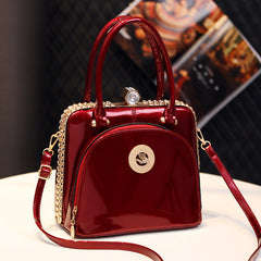 Women's Shining Leather Noble Fashion Trendy Large Shoulder Straight Shoulder Bags