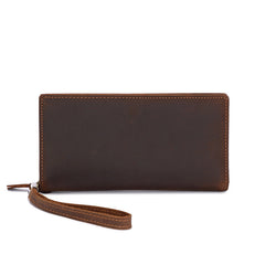 Retro Fashion Personalized Men's Layer Cowhide Long Leather Horse Holder Purse