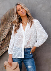 Casual Solid Color V Neck Blouse