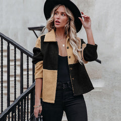 Turn Down Collar Button Long Sleeve Crop Jacket