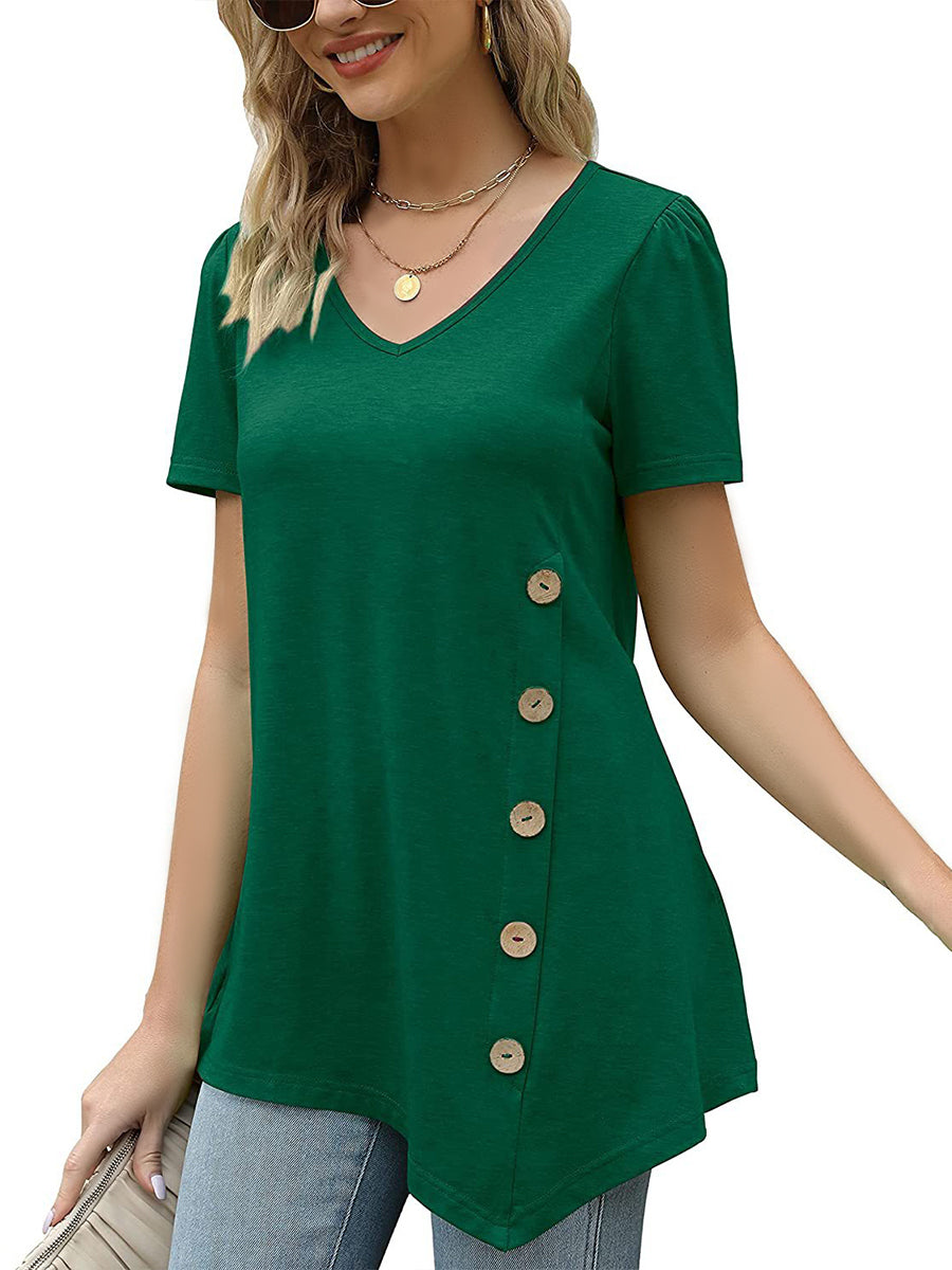 Women's T-Shirts Short Sleeve V Neck Loose Casual T-Shirt