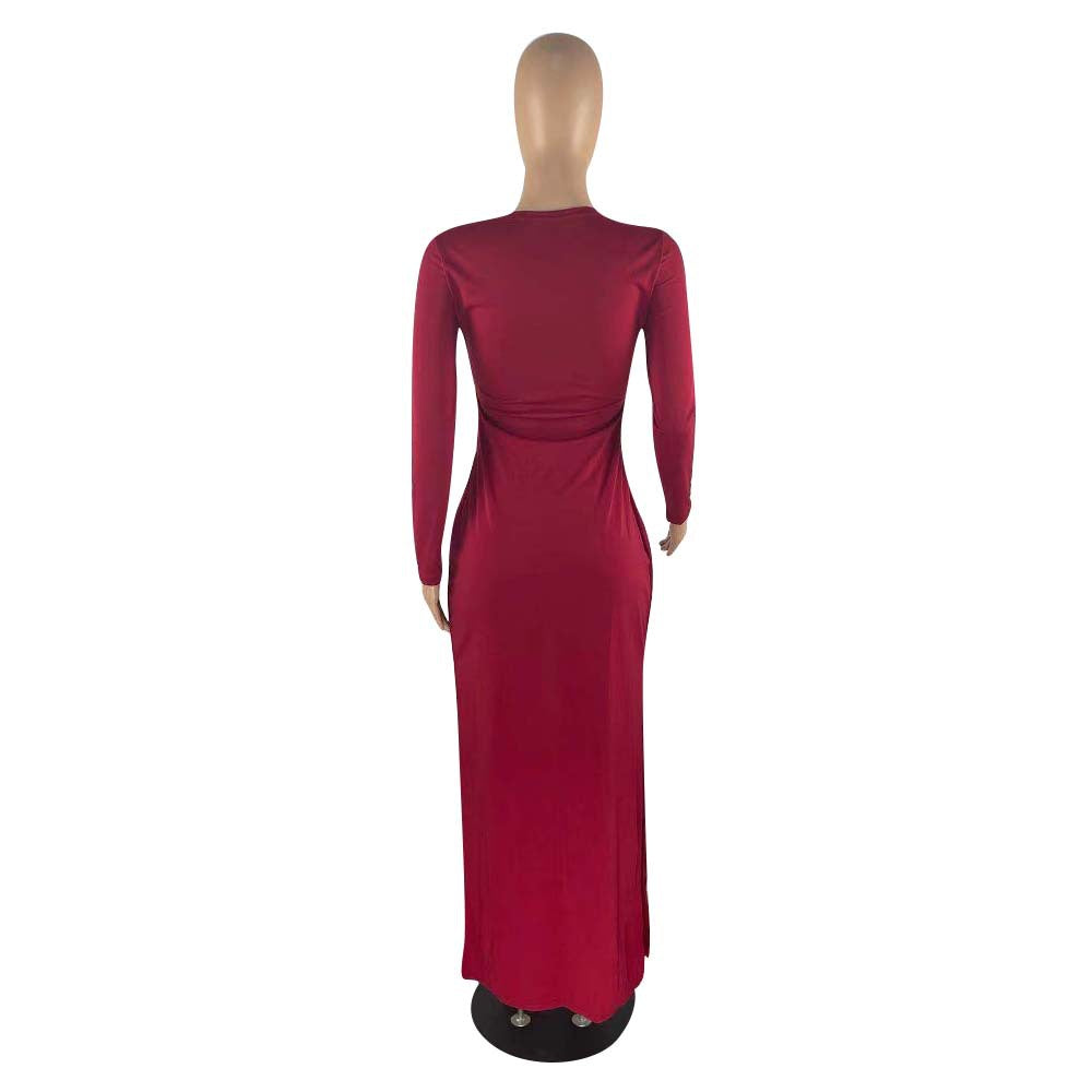 Fashion Cut Out Long Sleeve Flounced Jumpsuit