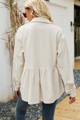 Casual Collar Long Sleeve Flared Buttoned Shirt Top