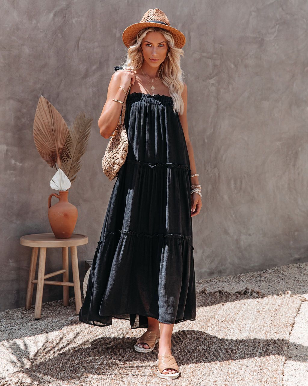 Sleeveless Backless Adjustable Spaghetti Strap Maxi Dress