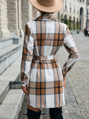 Turn Down Collar Plaid Button Up Mini Shirt Dress