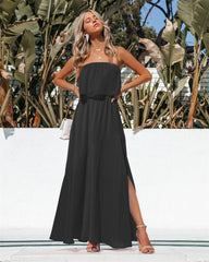 Sleeveless Backless Side Split Maxi Dress
