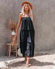 Sleeveless Backless Adjustable Spaghetti Strap Maxi Dress