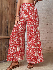 Women's Pants High Waist Floral Loose Flared Wide Leg Pants
