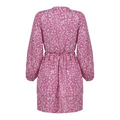 Cross V Neck Long Sleeve Mini Dress