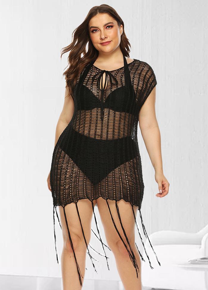 Cut Out Tassels Plus Size Cover Up