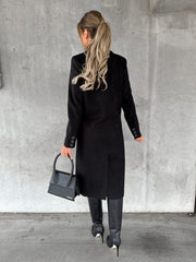 Lapel Collar Double Breasted Long Jacket Overcoat