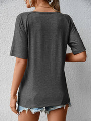 Women's T-Shirts Loose V Neck Lace Short Sleeve T-Shirt