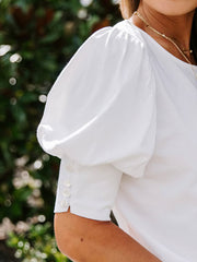 Women's T-Shirts Solid Color Button Loose Casual Round Neck T-Shirt