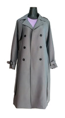 Turn Down Collar Double Breasted Long Trench Coat