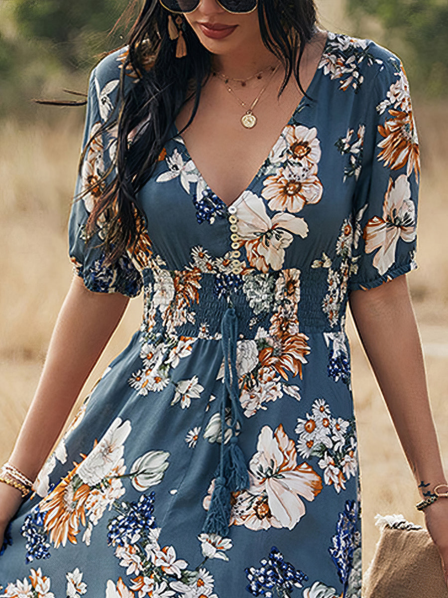 Women's Dresses Sexy Printed Waist Slimming Midi Dress