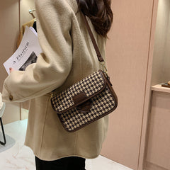Retro Women's Leopard Print Plaid Fashion Shoulder Small Square Crossbody Bags
