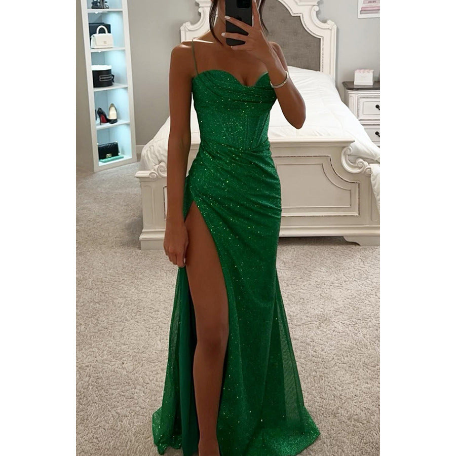 Cocktail Meeting Glitter Bow Ruffle Detail Maxi Dress