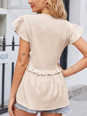 Women's T-Shirts Hollowed Out Waist Edge Short Sleeve T-Shirt