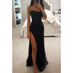 Cocktail Meeting Glitter Bow Ruffle Detail Maxi Dress