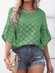 Women's T-Shirts Loose Casual Lotus Leaf Sleeve T-Shirt
