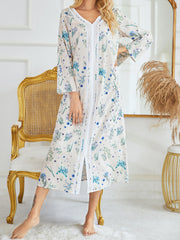 Printed Comfortable Loose Pullover V Neck Pajama