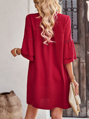 Women's Dresses Solid Color Loose V Neck Mini Dress