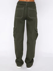 Women's Pants  Fashion Low Waist Straight Multi Pocket Pants