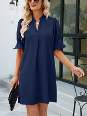 Women's Dresses Solid Color Loose V Neck Half Sleeve Mini Dress