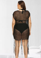 Cut Out Tassels Plus Size Cover Up