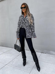 Oversize Long Sleeve Button Down Shirt Blouse