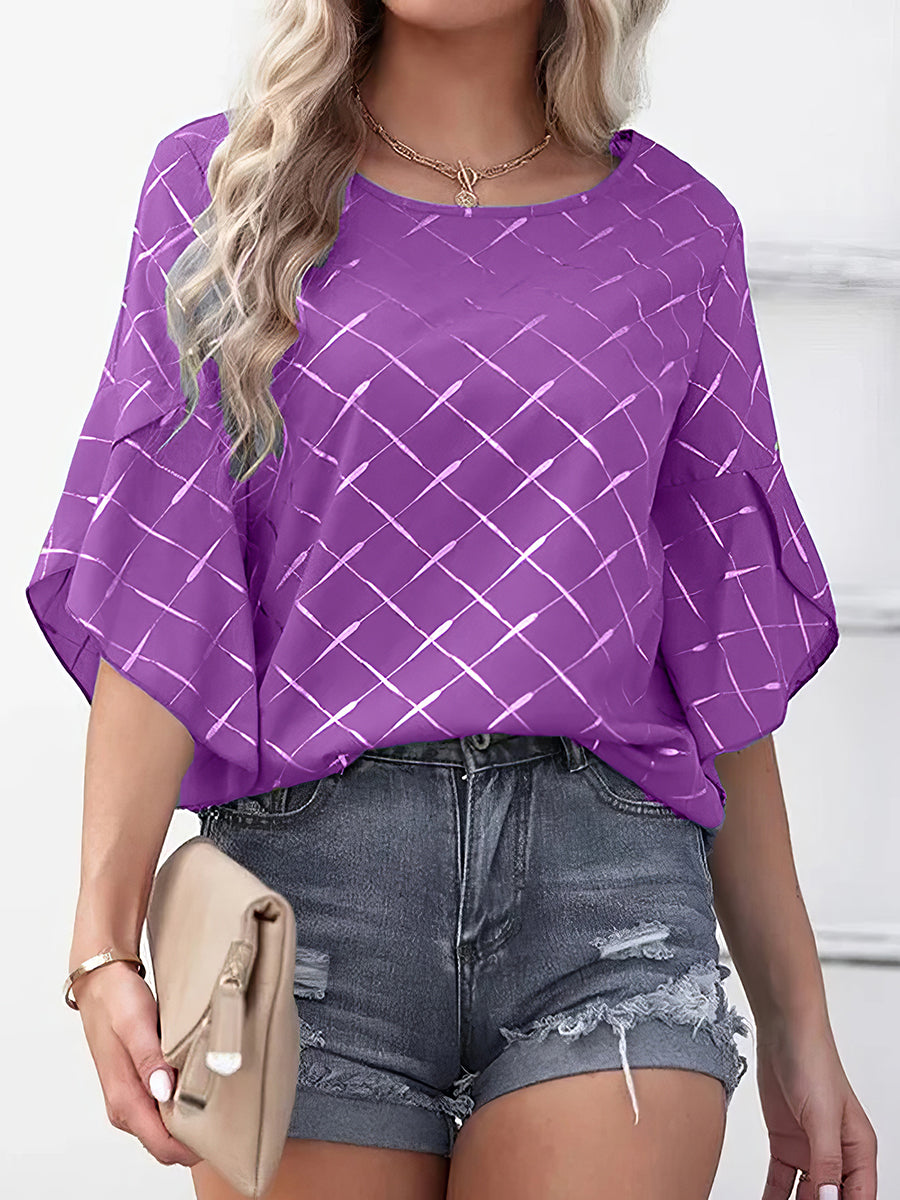 Women's T-Shirts Loose Casual Lotus Leaf Sleeve T-Shirt