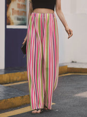 Women's Pants Loose Striped Print Wide Leg Pants