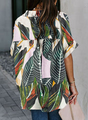 Casual Short Sleeve V Neck Blouse Loose Top