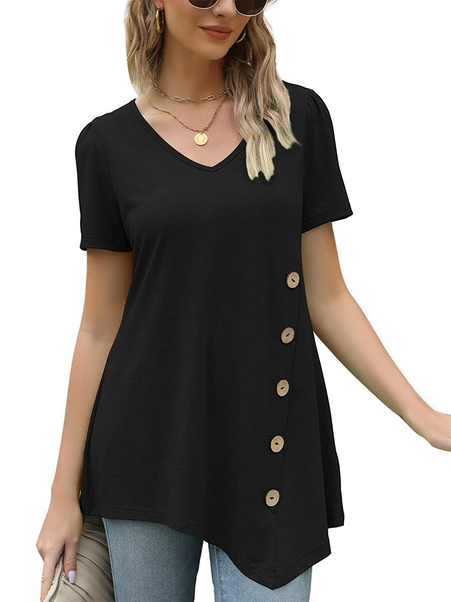 Women's T-Shirts Short Sleeve V Neck Loose Casual T-Shirt