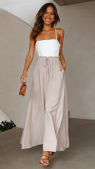 Drawstring High Waist Oversive Wide Leg Pants