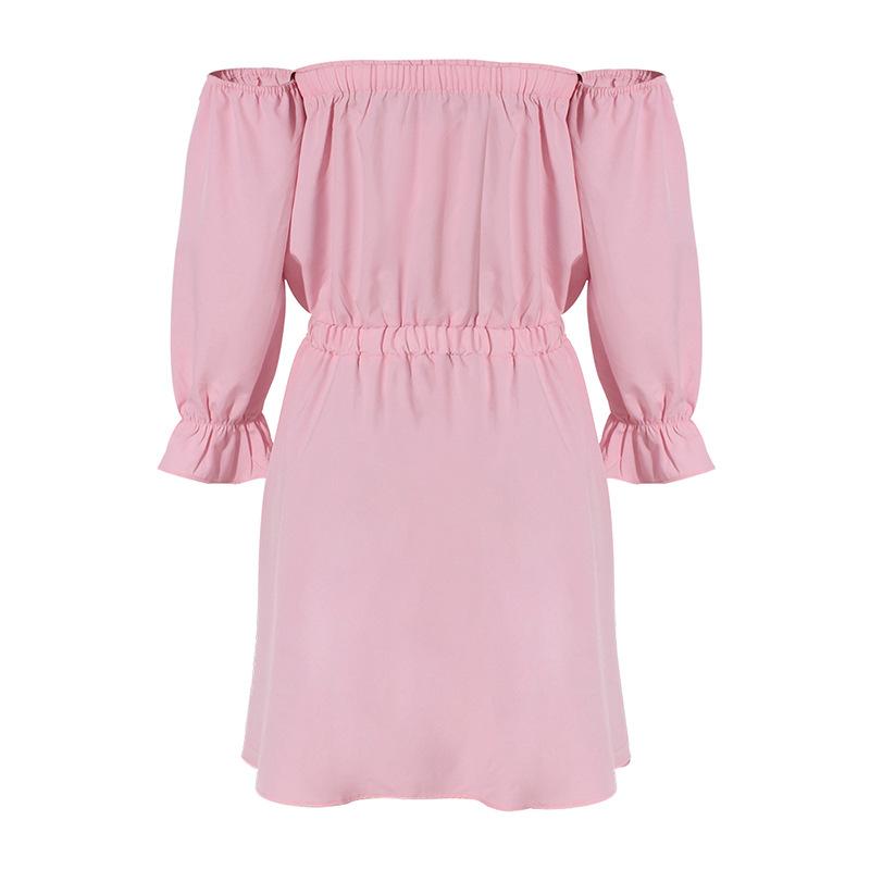 Off Shoulder Long Sleeve Elastic Waist Mini Dress