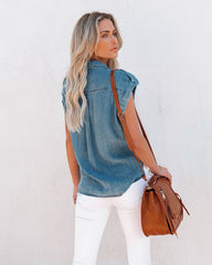 Sleeveless Button Down Denim Jean Top