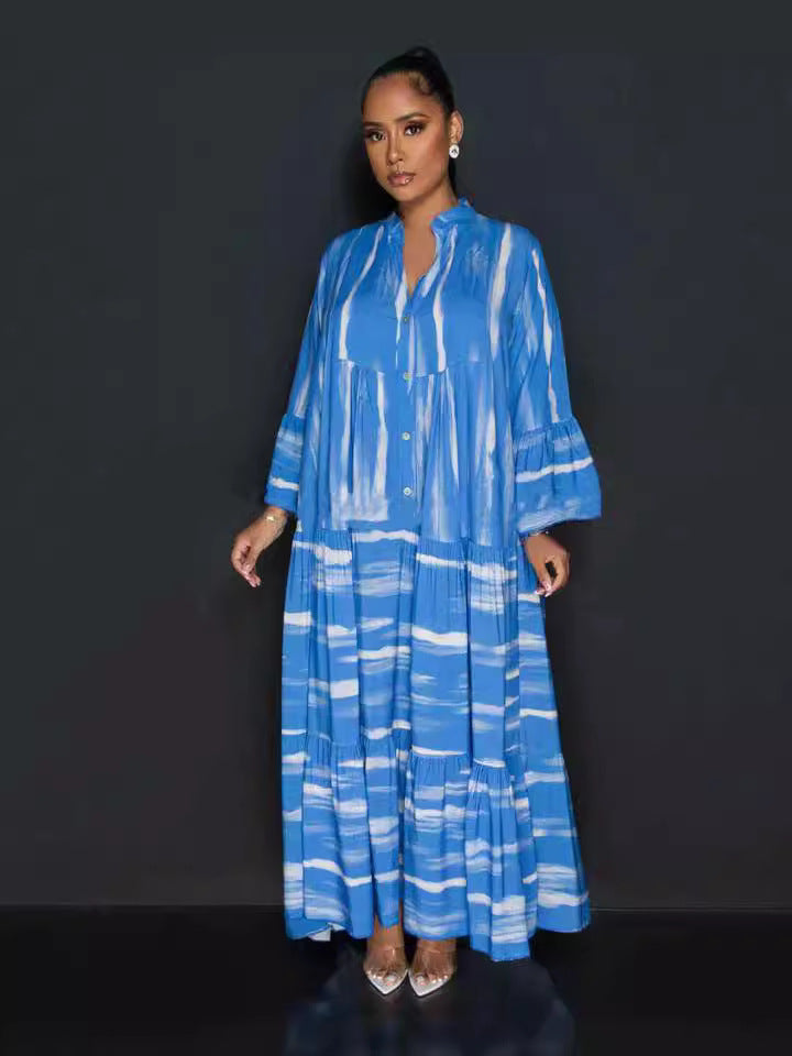 Plaid Printed Round Neck Holiday Beach Dress