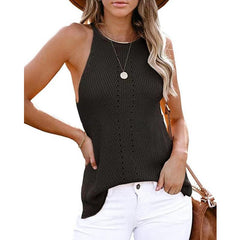 Casual Crew Neck Sleeveless Knit Strappy Tank Top