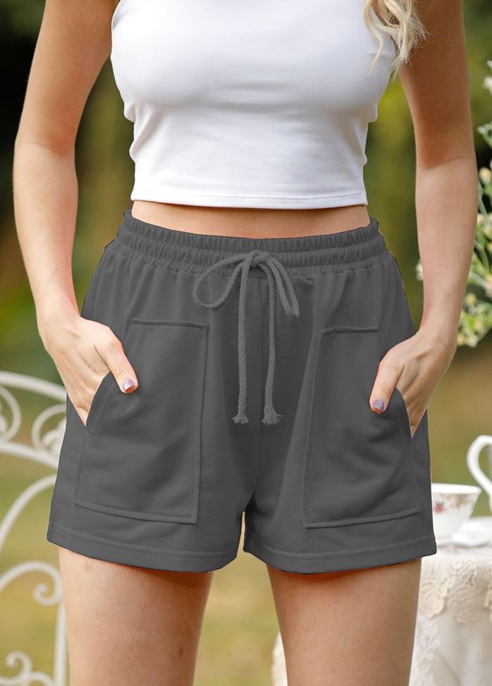 High Waist Lacing Solid Color Shorts