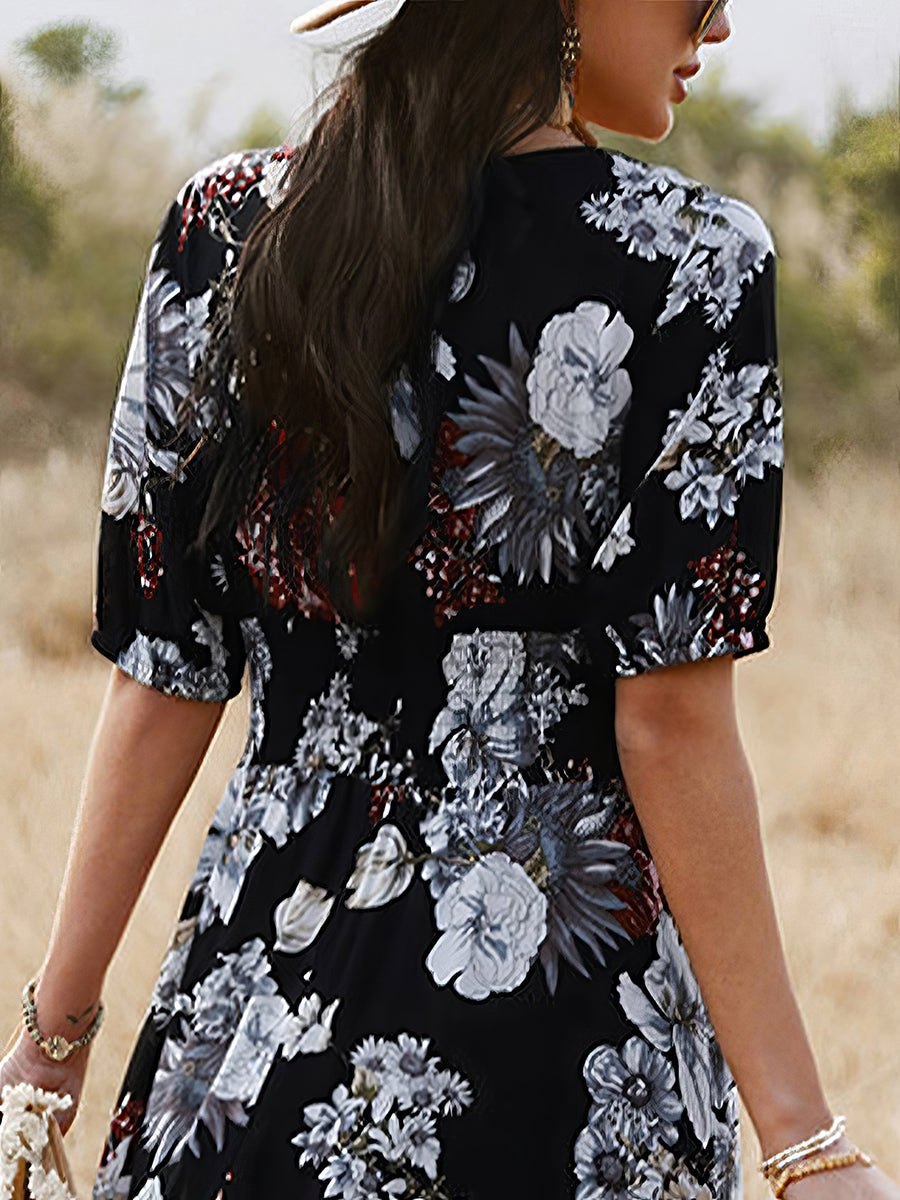 Women's Dresses Sexy Printed Waist Slimming Midi Dress