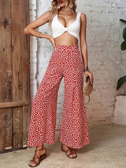 Women's Pants High Waist Floral Loose Flared Wide Leg Pants